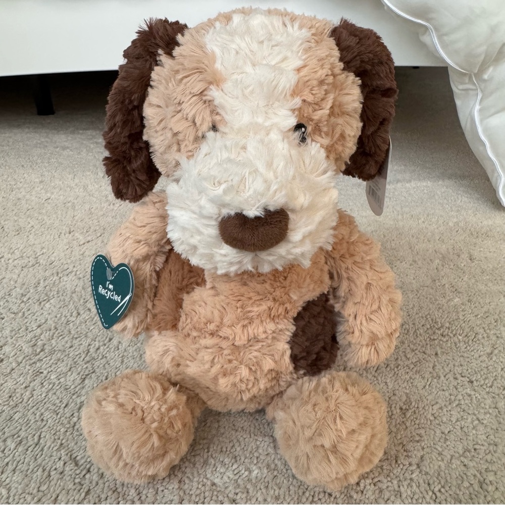 Plush Puppy Dog Toy - Brown & Cream Soft Squeaky Plush